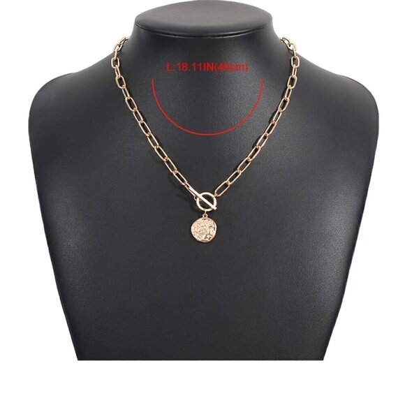 Yellow Gold Women's Round Charm Necklace - Picture 5 of 6